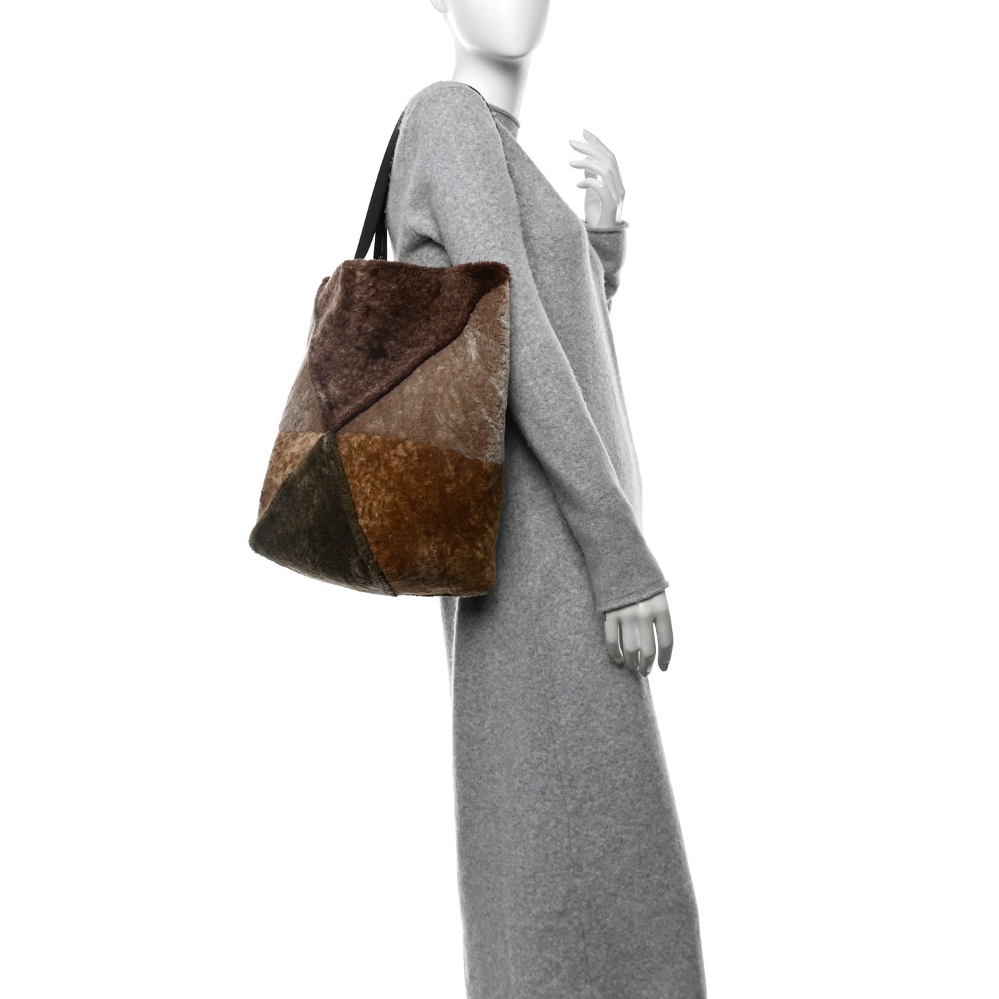 Shearling Large Puzzle Fold Tote Multicolor