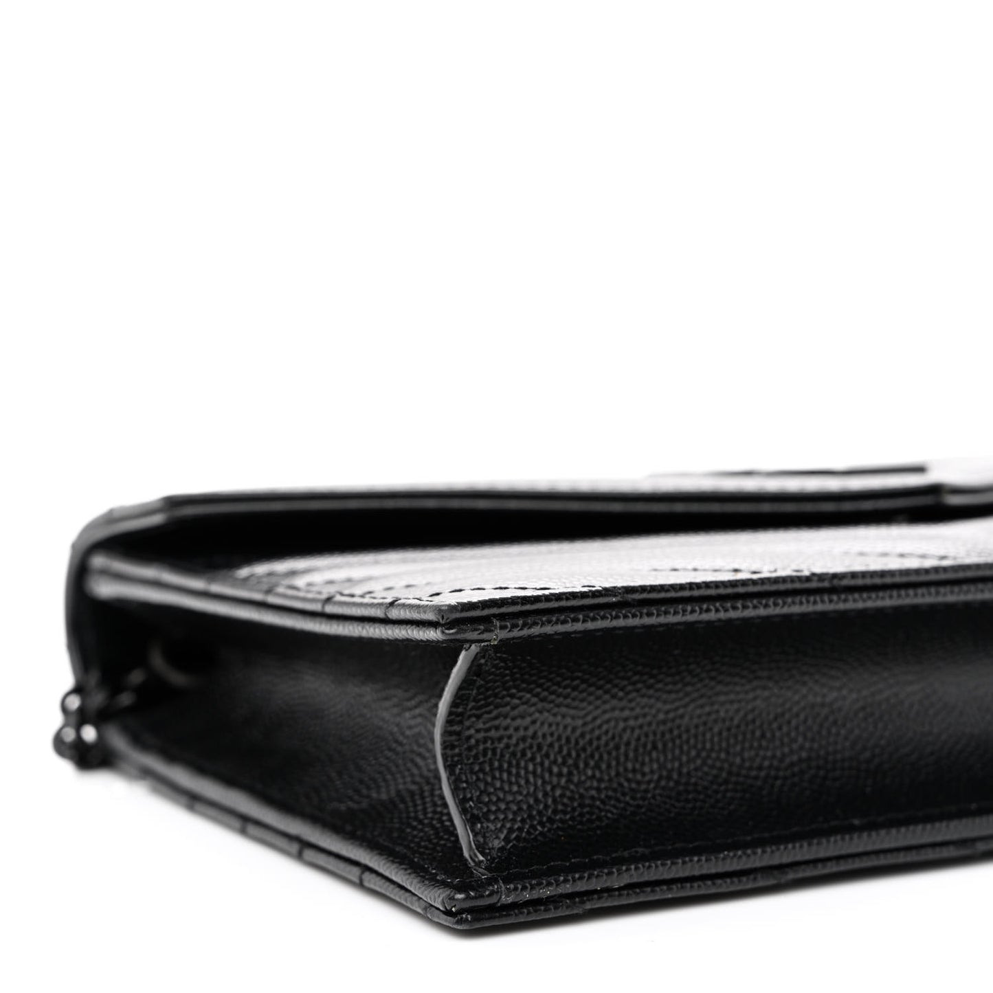 Grain De Poudre Matelasse Chevron Monogram Monochrome Envelope Chain Wallet Black
