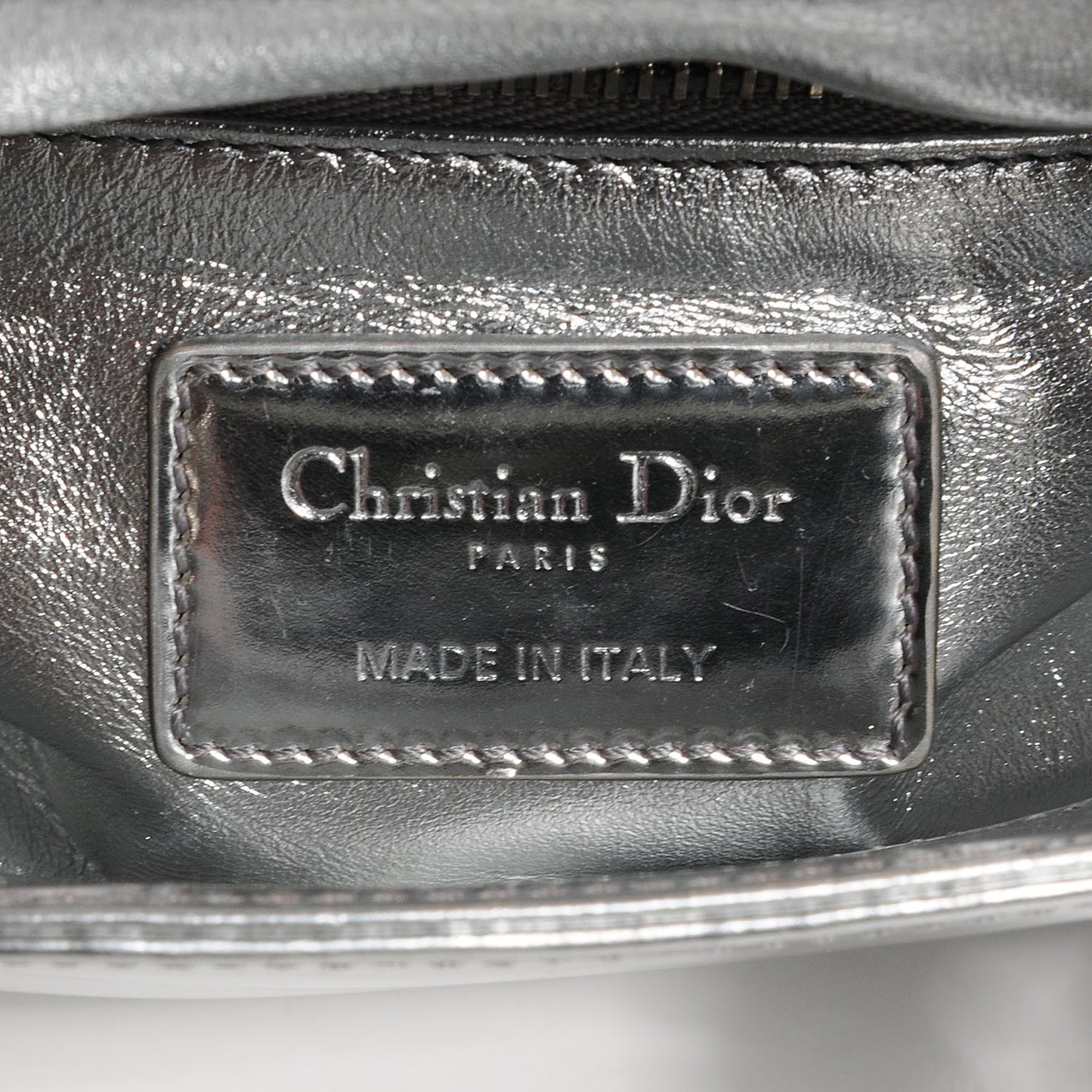 Metallic Calfskin Mini Lady Dior Silver