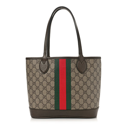 Gucci GG Supreme Monogram Textured Dollar Calfskin Web Small Ophidia Tote Beige Ebony New Acero 1 of 9