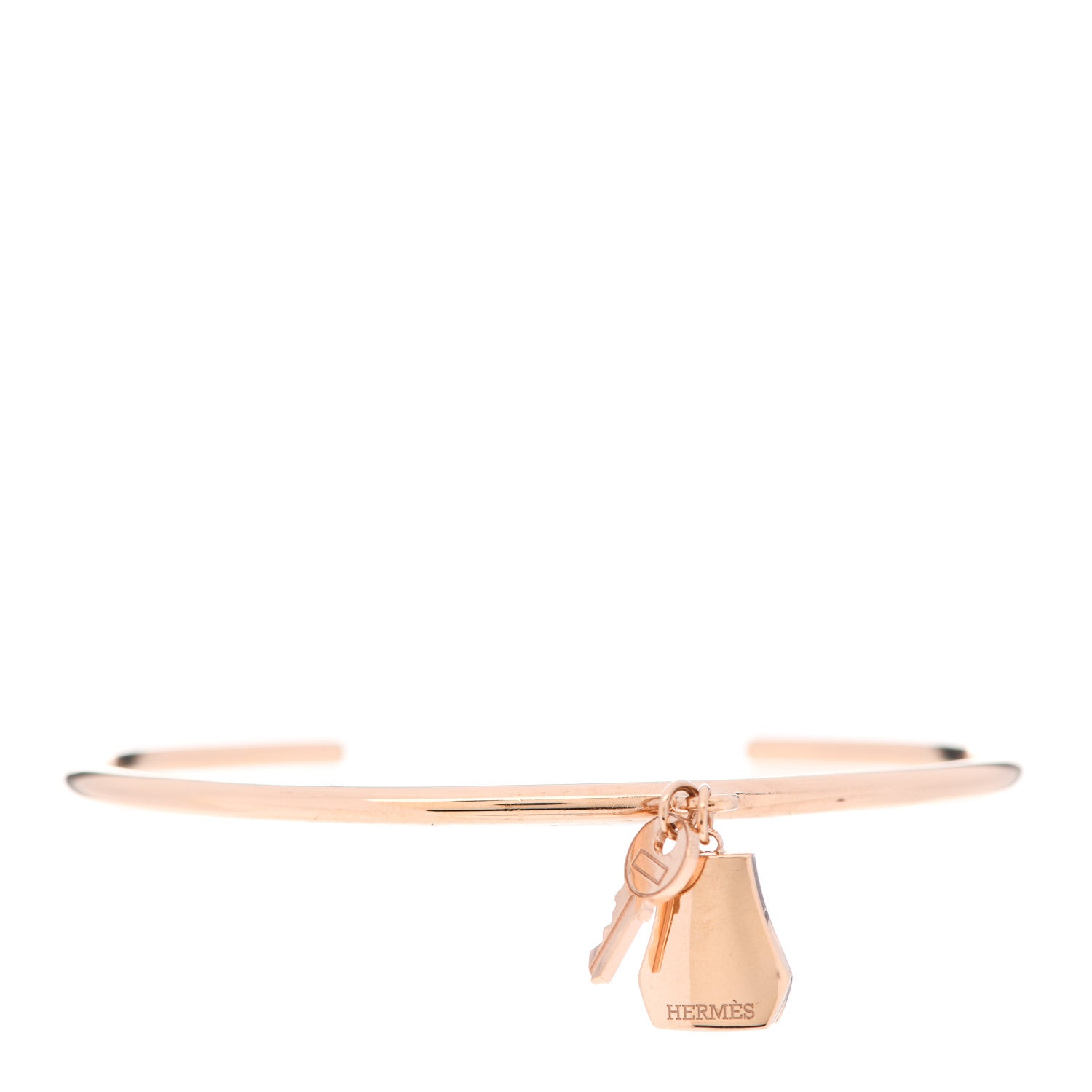 Hermes 18K Rose Gold TPM Kelly Clochette Cuff Bracelet ST 1 of 6