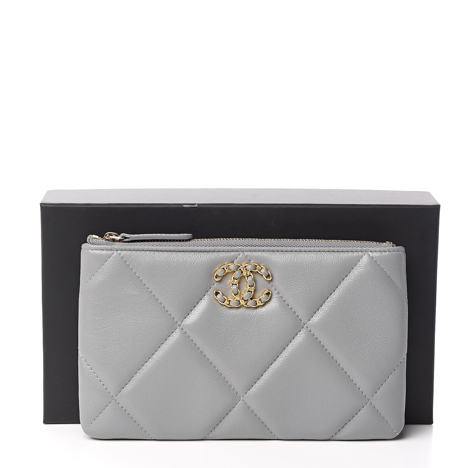 Chanel Goatskin Quilted 19 Cosmetic Case Grey 8 of 8