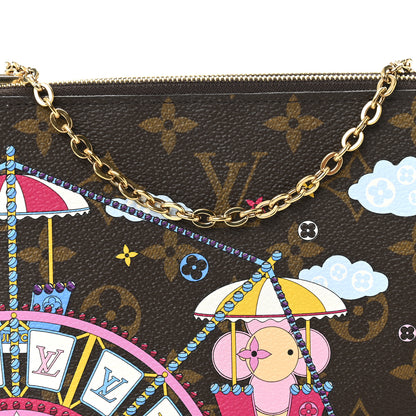 Louis Vuitton Monogram 2020 Christmas Animation Big Wheel Double Zip Pochette Rose Ballerine 9 of 12