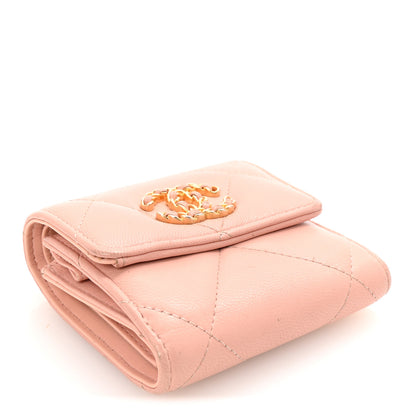 Chanel Goatskin Quilted Chanel 19 Small Flap Wallet Pink 4 of 8