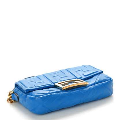 Fendi Nappa FF 1974 Embossed Mini Baguette Blue Royal 4 of 11