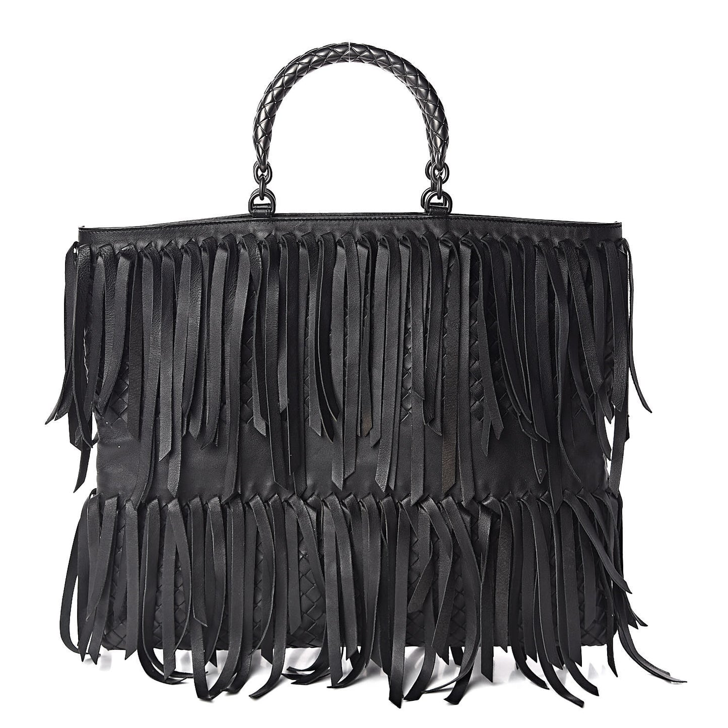 Nappa Fringe Tote Black