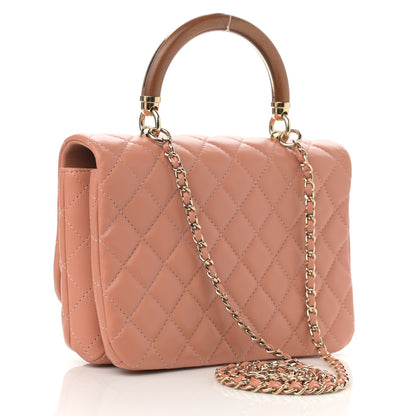 Chanel Lambskin Quilted Wood Mini Coco Handle Flap Beige 3 of 9