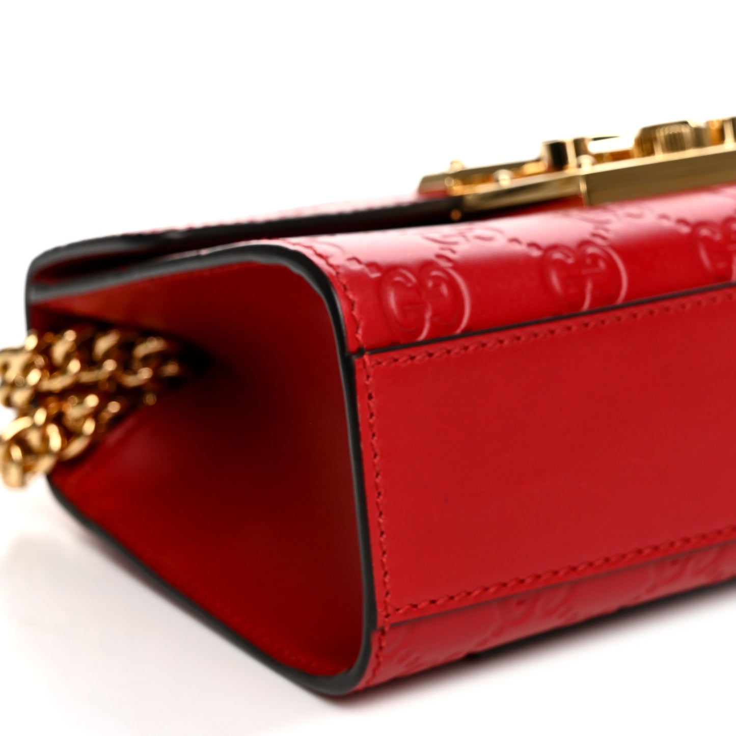 Guccissima Small Padlock Shoulder Bag Hibiscus Red