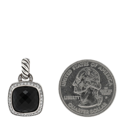 David Yurman Sterling Silver Diamond Black Onyx 11mm Albion Enhancer Pendant 2 of 3