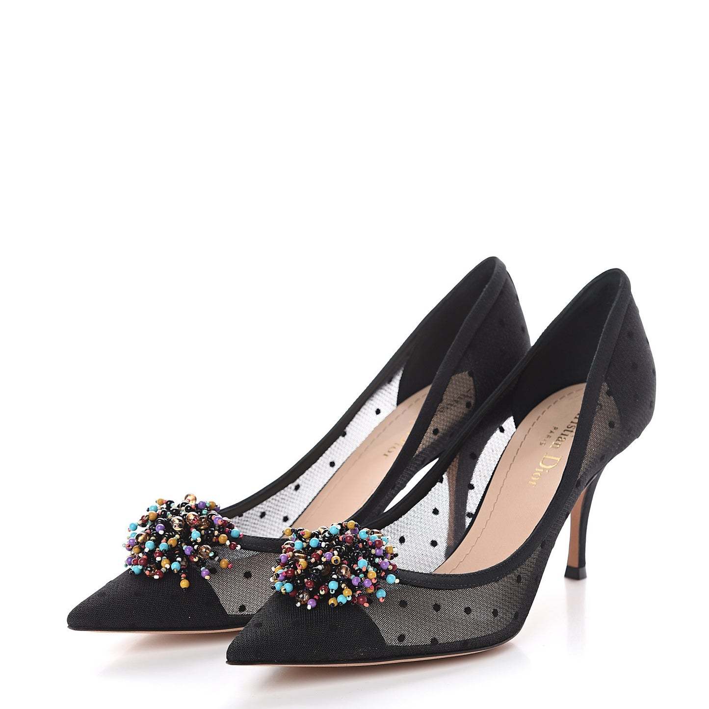 Grosgrain Plumetis Dior Blossom Pumps 38.5 Black