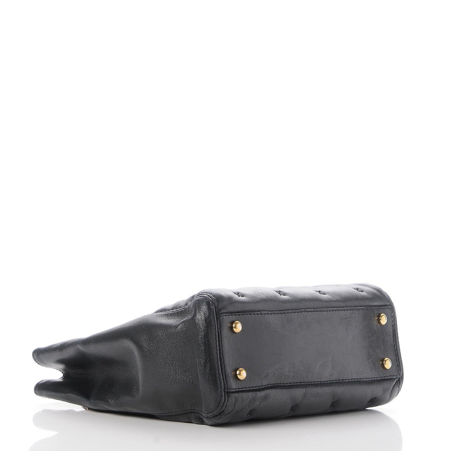 Lambskin Cross Stitch Shopper Tote Black