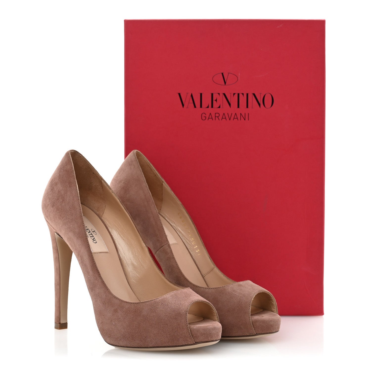 Valentino Garavani Suede Rockstud Peep Toe Pumps 37 Dahlia Rose