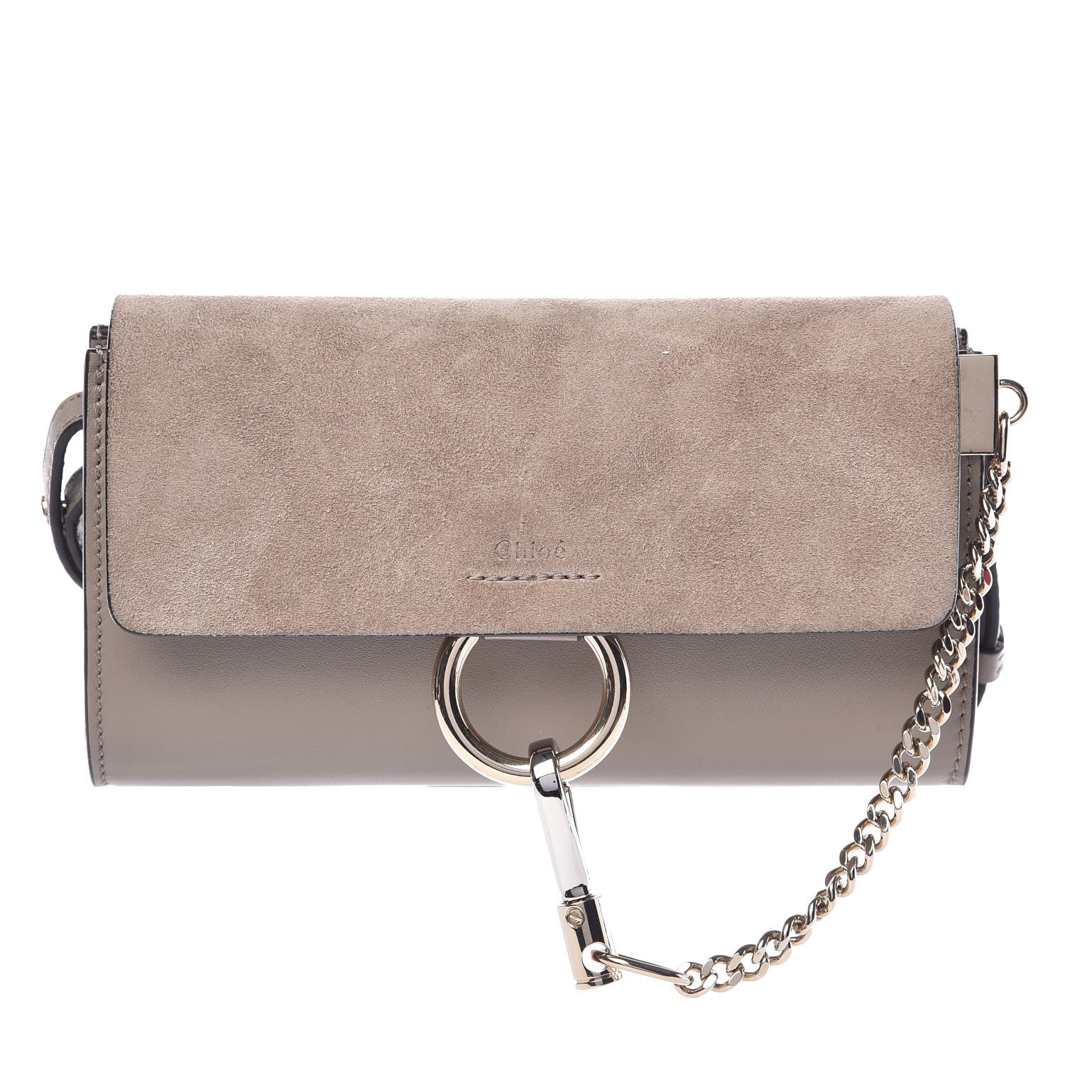Chloe Suede Calfskin Mini Faye Shoulder Bag Motty Grey 1 of 7