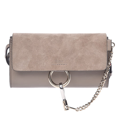 Chloe Suede Calfskin Mini Faye Shoulder Bag Motty Grey 1 of 7