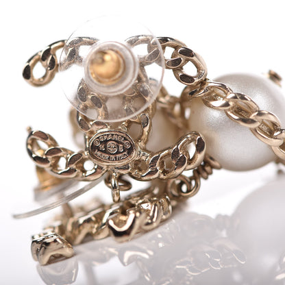 Chanel Chain Pearl CC Drop Earrings Gold 4 of 5