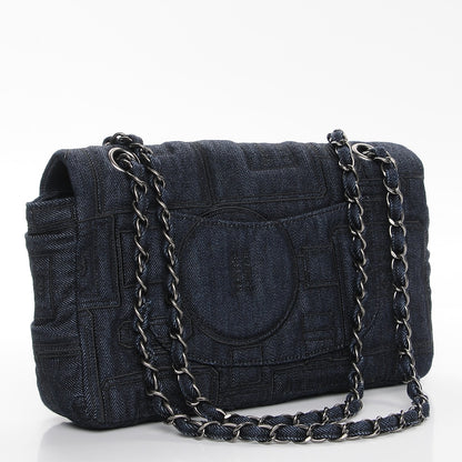 Chanel Denim Embroidered Medium Perfume Bottle Flap Blue 3 of 8