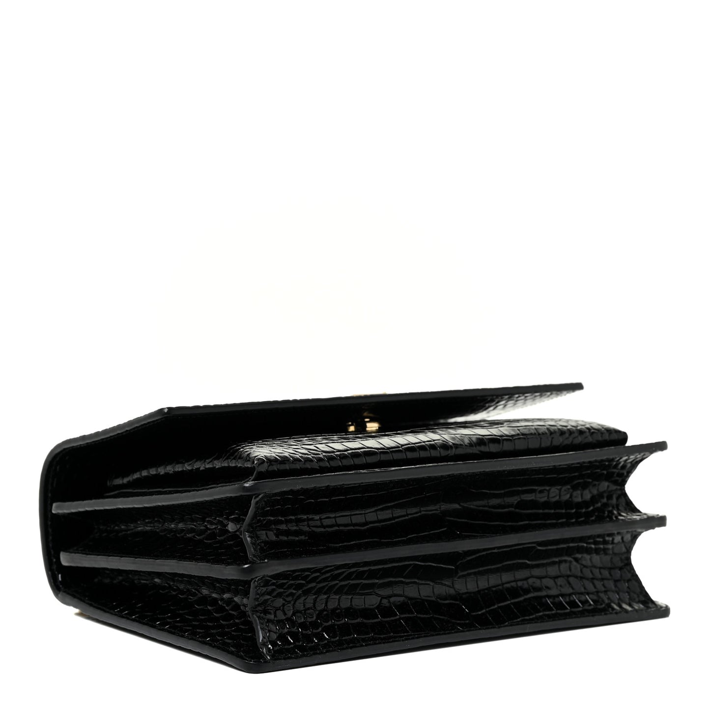 Calfskin Crocodile Embossed Medium Monogram Sunset Black