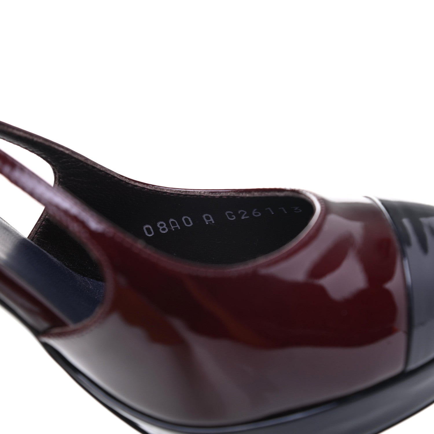 Chanel Patent Cap Toe Sling Back Pumps 38.5 Burgundy 8 of 12