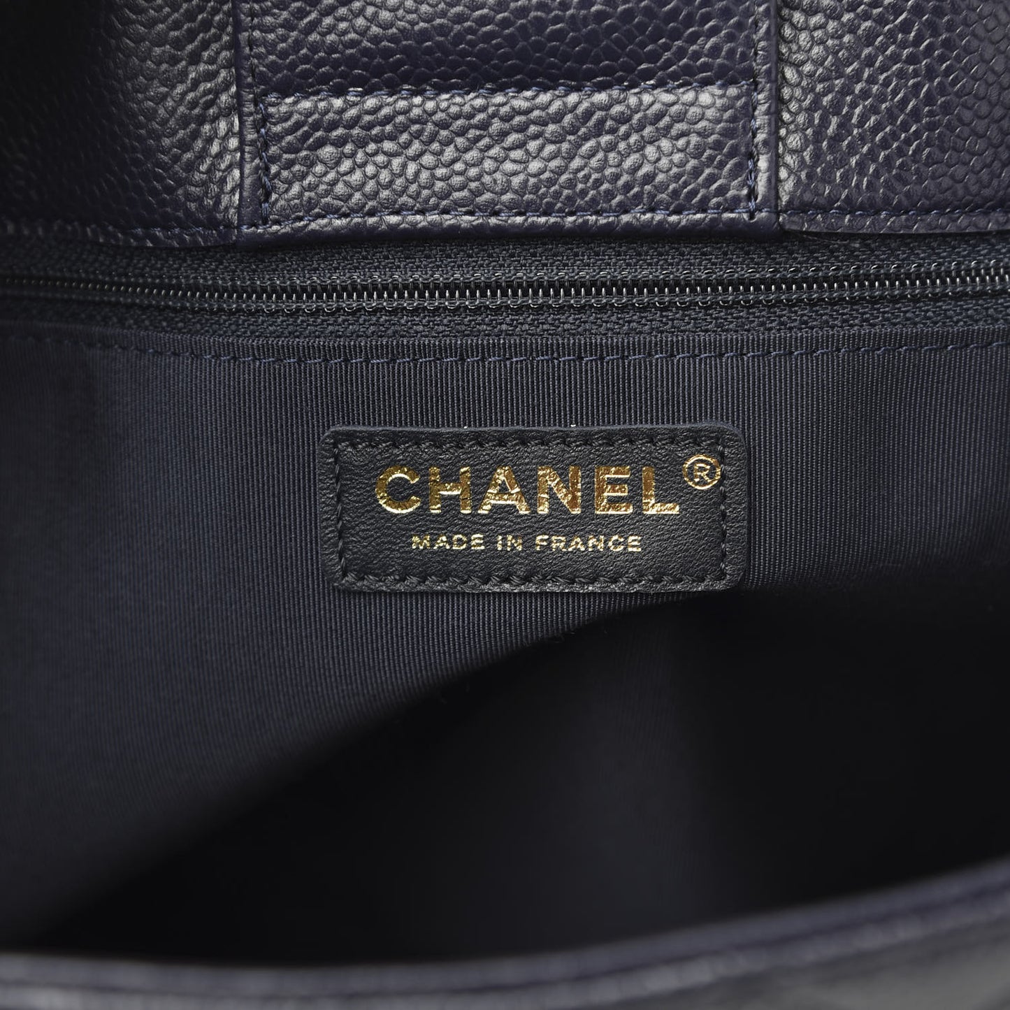 Caviar Quilted Large CC Shopping Tote Navy