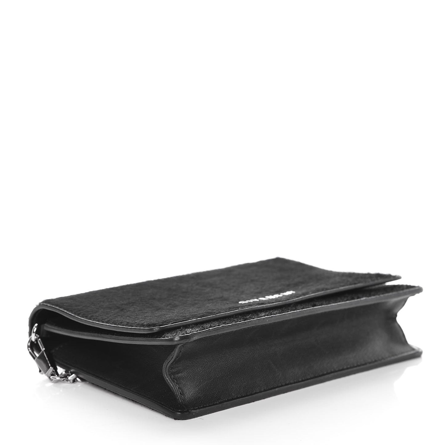 Calf Hair Calfskin Pandora Chain Wallet Black
