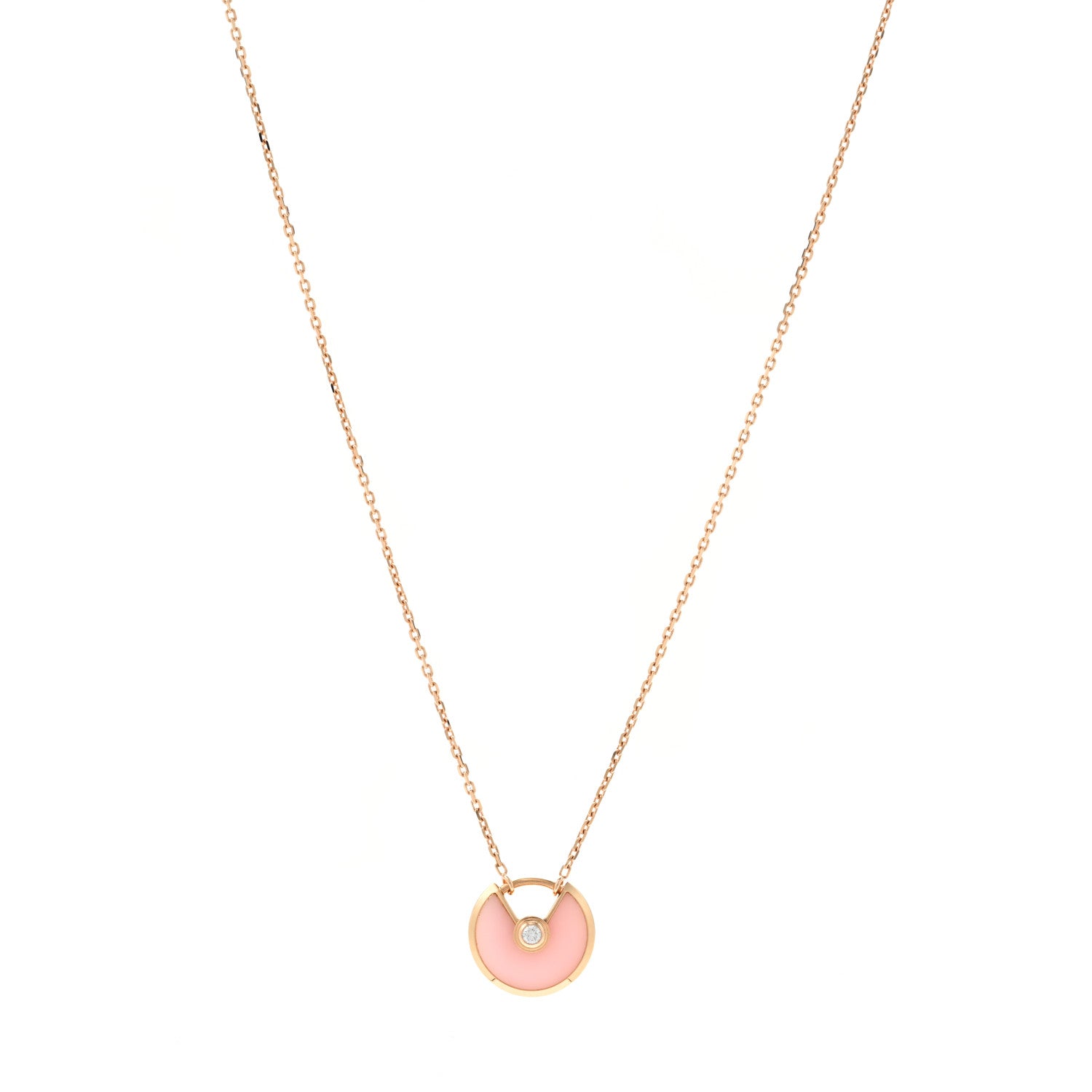 Cartier 18K Pink Gold Diamond Pink Opal XS Amulette de Cartier Pendant Necklace 1 of 4