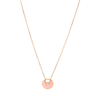 Cartier 18K Pink Gold Diamond Pink Opal XS Amulette de Cartier Pendant Necklace 1 of 4