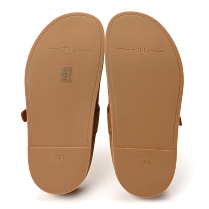 Fendi Suede Shearling Fendi Feel Buckled Clogs 39 Caramel Latte 6 of 9