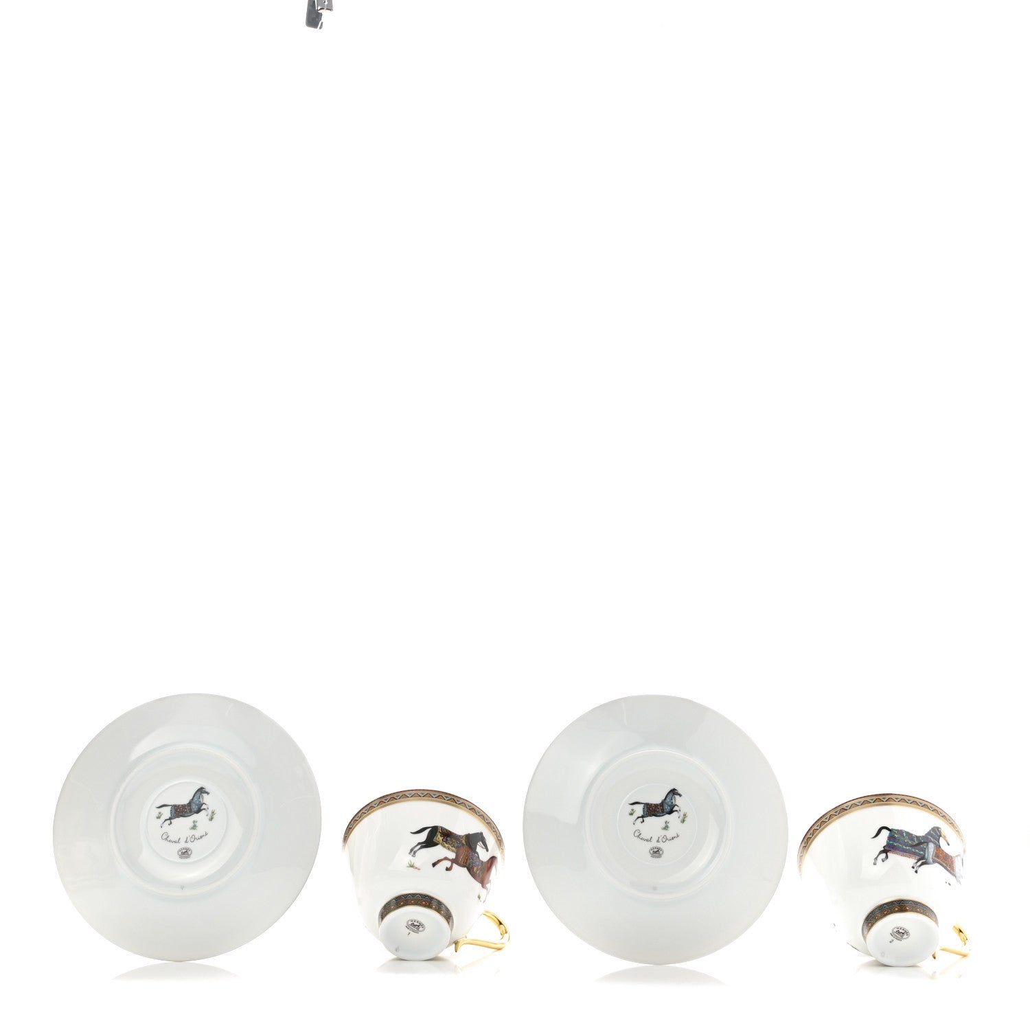 Hermes Porcelain Cheval d'Orient Tea Cup and Saucer Set of 6 7 of 11