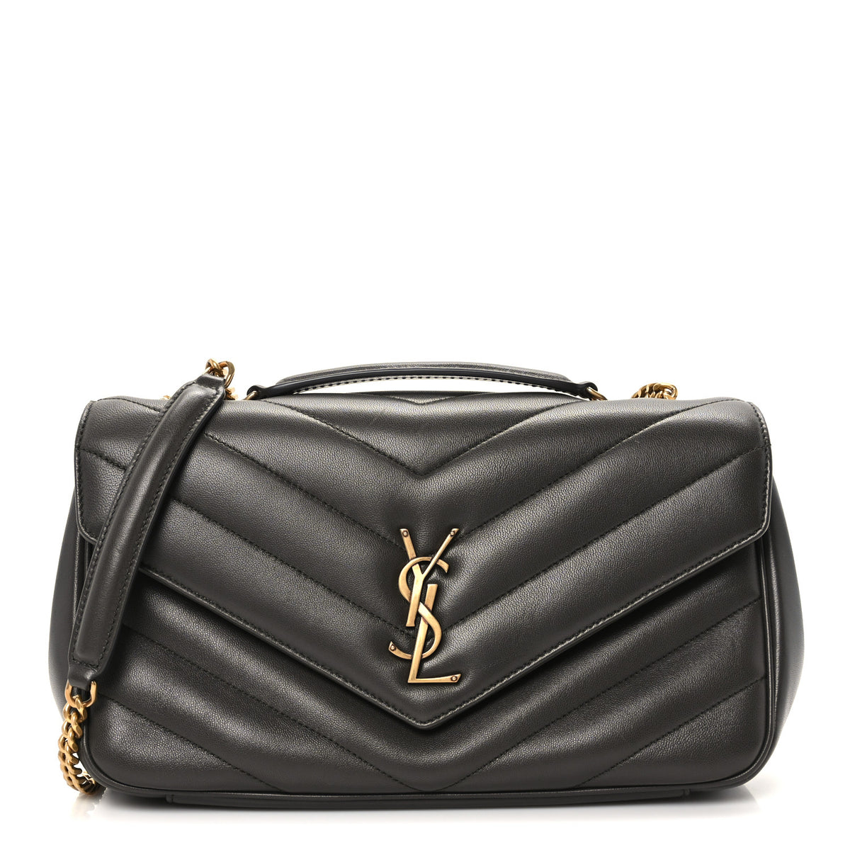 Saint Laurent Lambskin Chevron Quilted Medium Loulou Urban Grey 1 of 12
