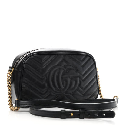 Gucci Calfskin Matelasse Small GG Marmont Chain Shoulder Bag Black 3 of 10