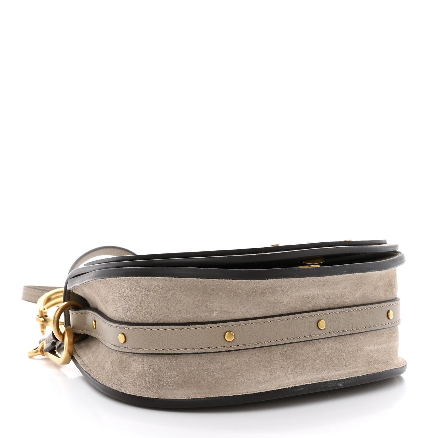 Calfskin Suede Small Nile Bracelet Bag Motty Grey