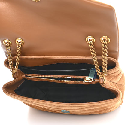 Saint Laurent Suede Calfskin Y Quilted Monogram Small Loulou Chain Satchel Cinnamon 5 of 12