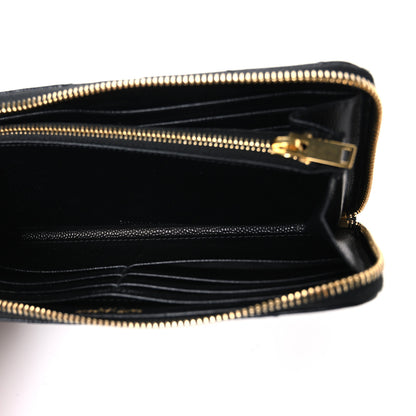 Saint Laurent Grain De Poudre Matelasse Chevron Monogram Zip Around Wallet Black 5 of 6