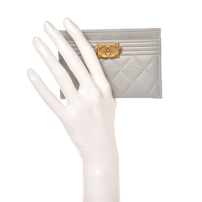 Chanel Caviar Quilted Boy Card Holder Grey 2 of 9
