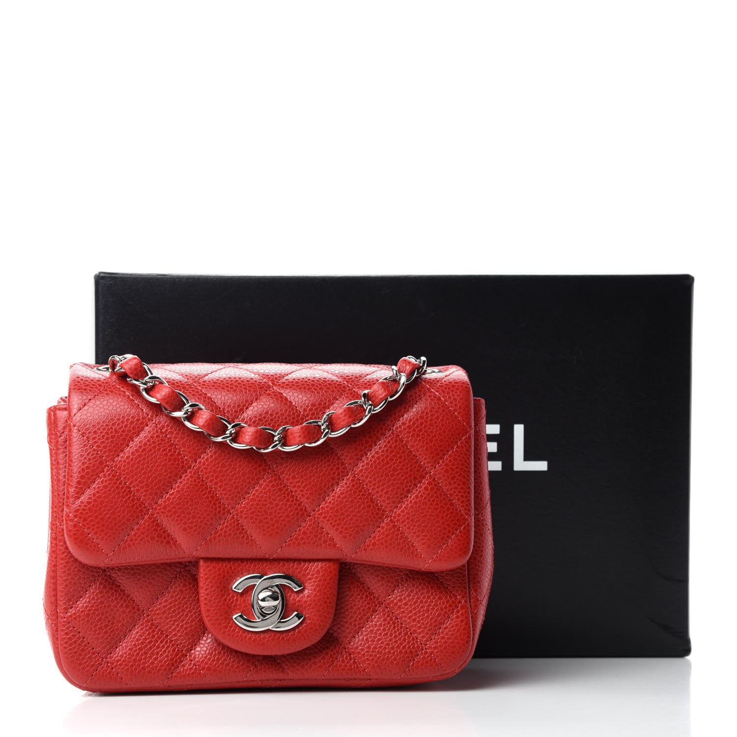 Chanel Caviar Quilted Mini Square Flap Red 11 of 11