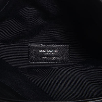 Saint Laurent Calfskin Studded Monogram Flat Bucket Black 6 of 7