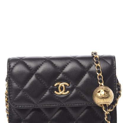 Chanel Lambskin Quilted Pearl Crush Clutch With Chain Black 11 of 13