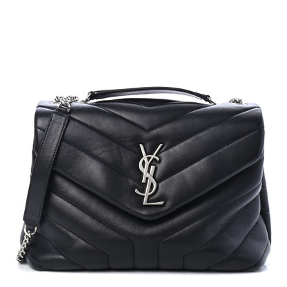 Saint Laurent Calfskin Y Quilted Monogram Small Loulou Chain Satchel Black 1 of 4