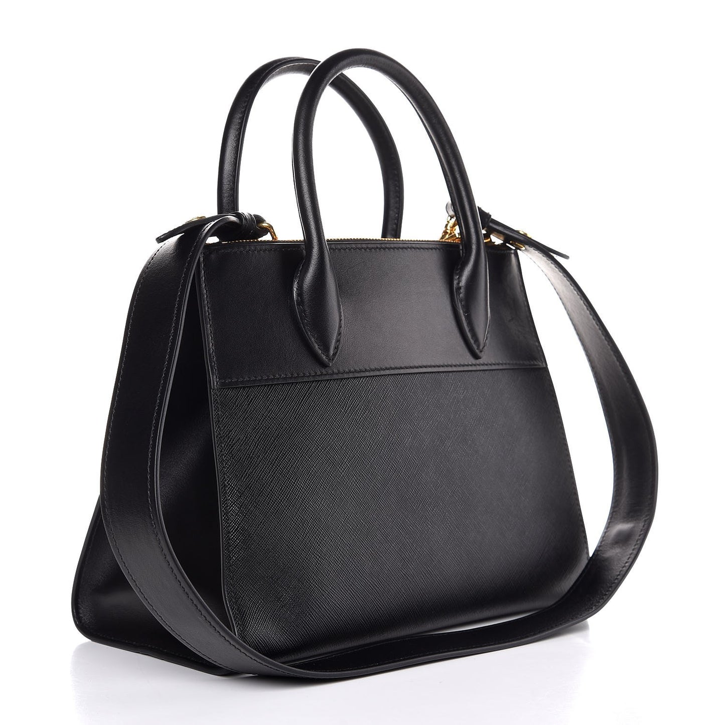 Saffiano City Calfskin Small Paradigme Bag Black