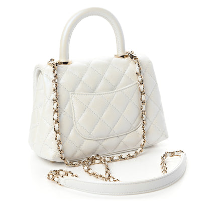 Chanel Iridescent Caviar Quilted Extra Mini Coco Handle Flap White 3 of 10