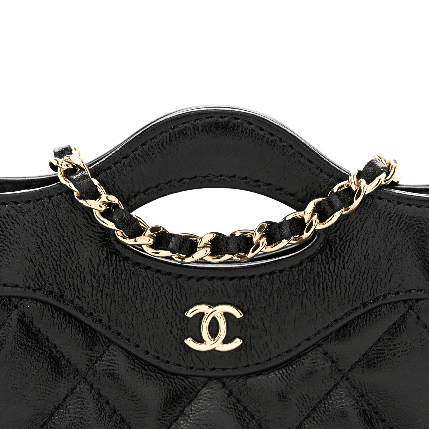 Chanel Shiny Lambskin Quilted Micro 31 Clutch With Chain Black 5 of 11