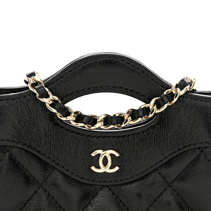 Chanel Shiny Lambskin Quilted Micro 31 Clutch With Chain Black 5 of 11