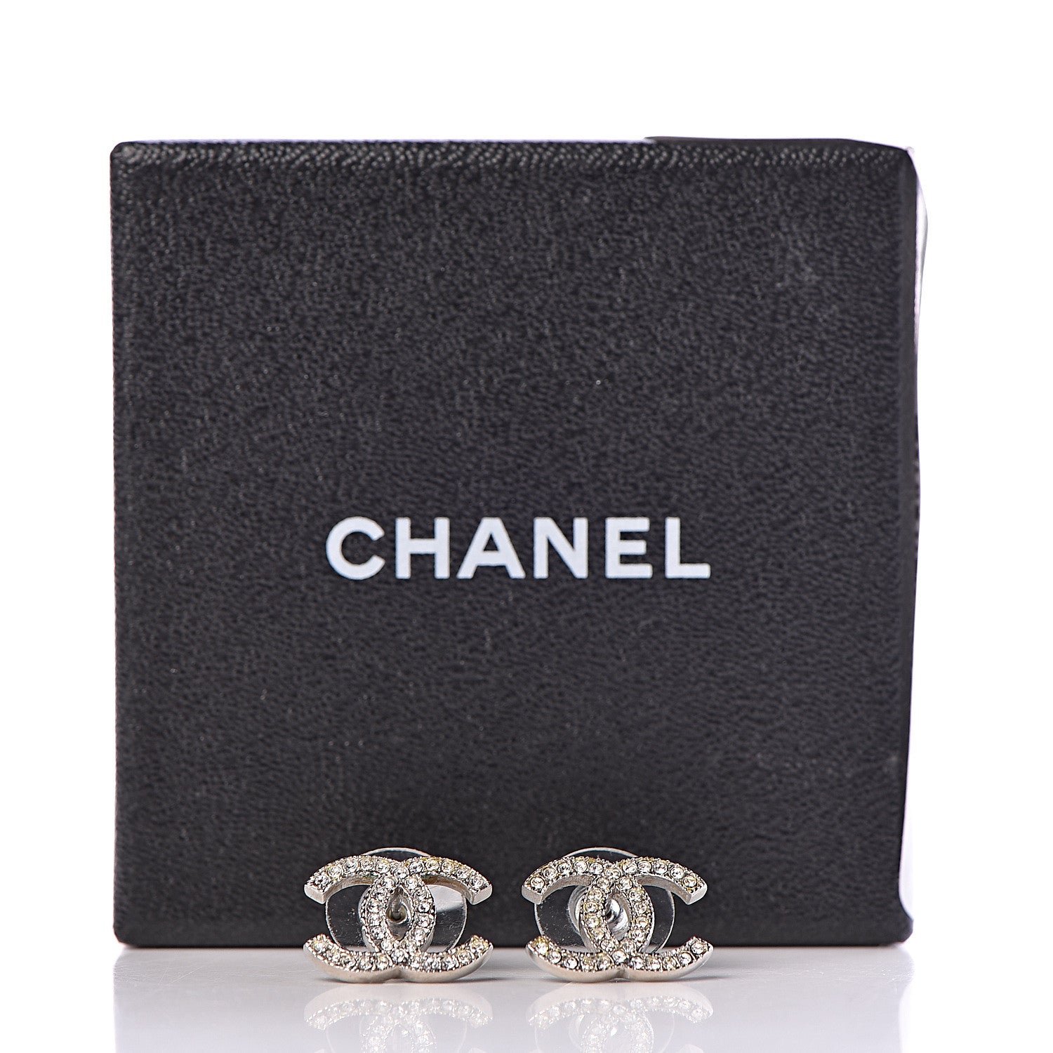 Chanel Crystal Timeless CC Earrings Silver 5 of 5
