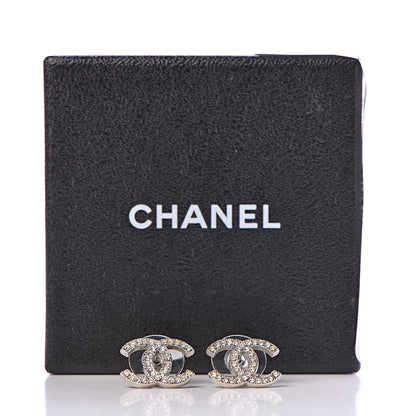 Chanel Crystal Timeless CC Earrings Silver 5 of 5