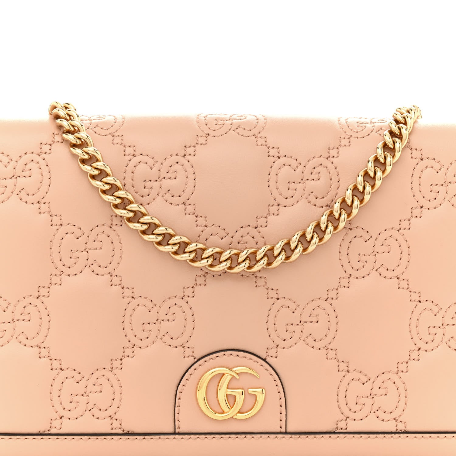 Gucci Calfskin GG Matelasse Chain Wallet Perfect Pink 7 of 9