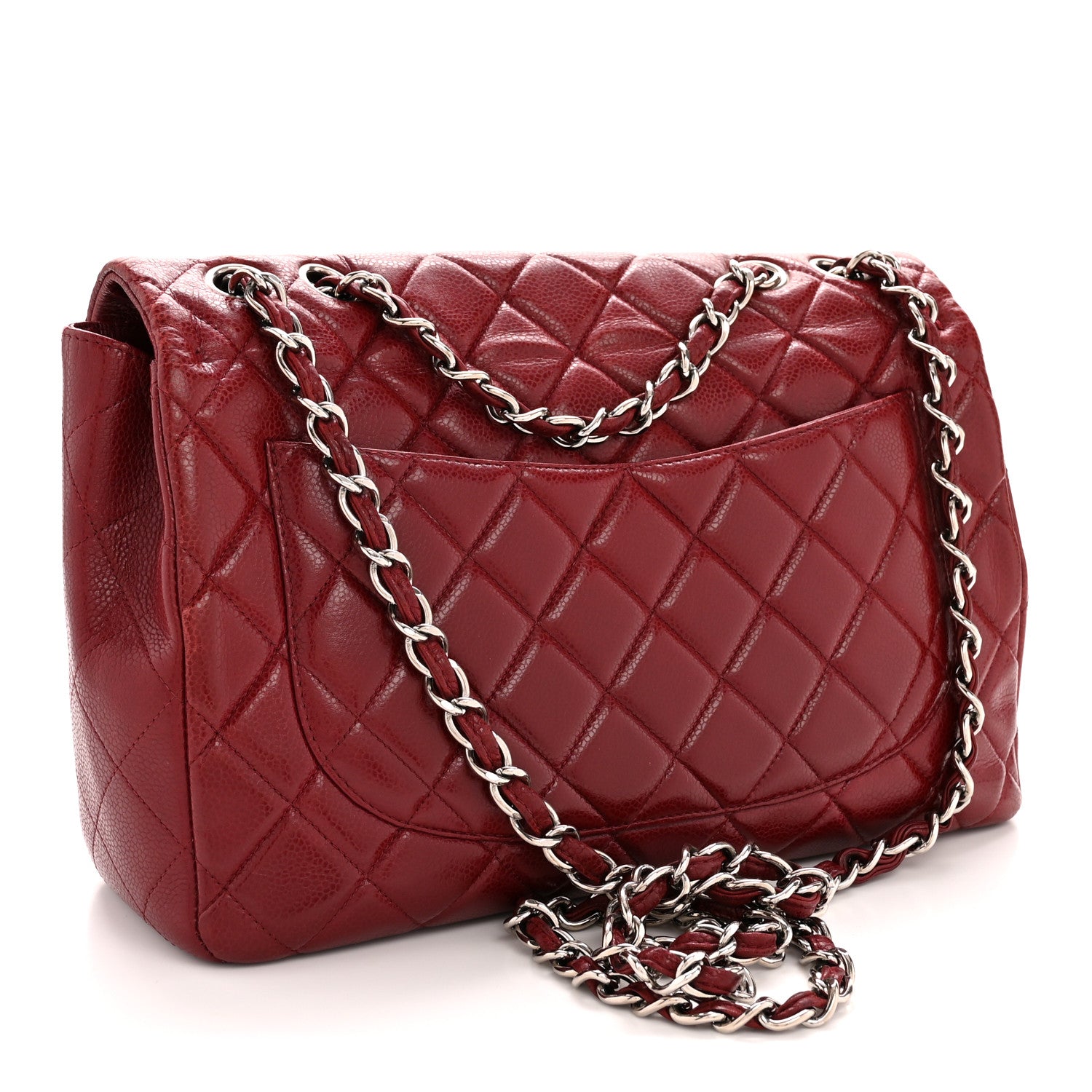 Chanel Caviar Quilted Jumbo Double Flap Dark Red 3 of 13