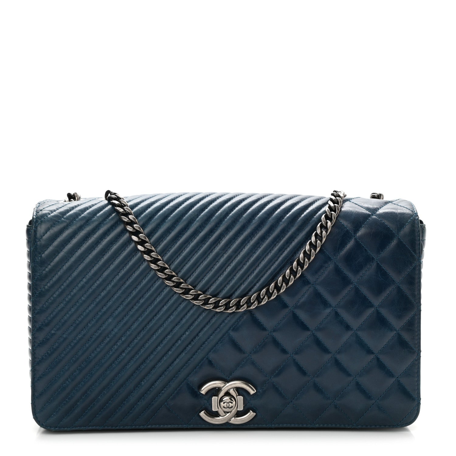 Chanel Glazed Calfskin Quilted Large Coco Boy Flap Blue 1 of 12