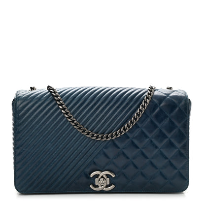 Chanel Glazed Calfskin Quilted Large Coco Boy Flap Blue 1 of 12