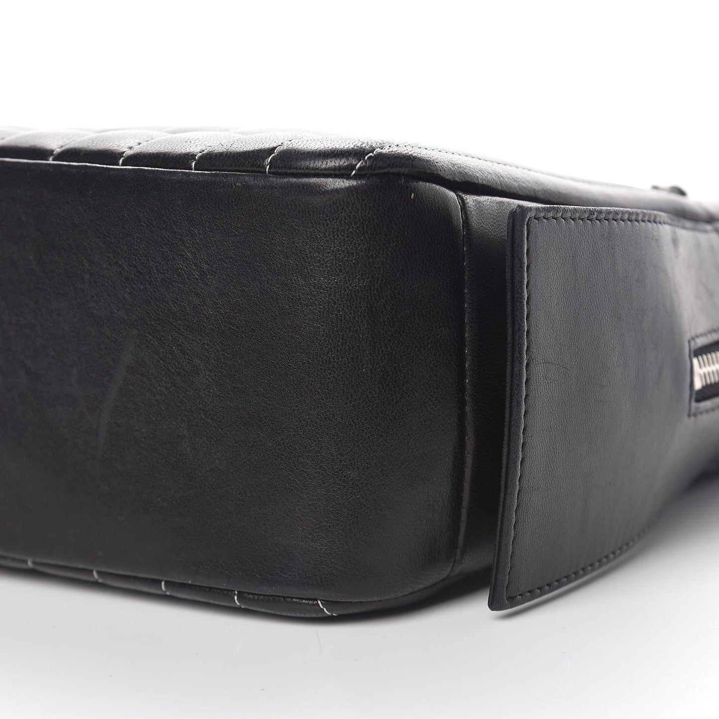 Lambskin Vertical Quilted Mademoiselle Camera Case Black