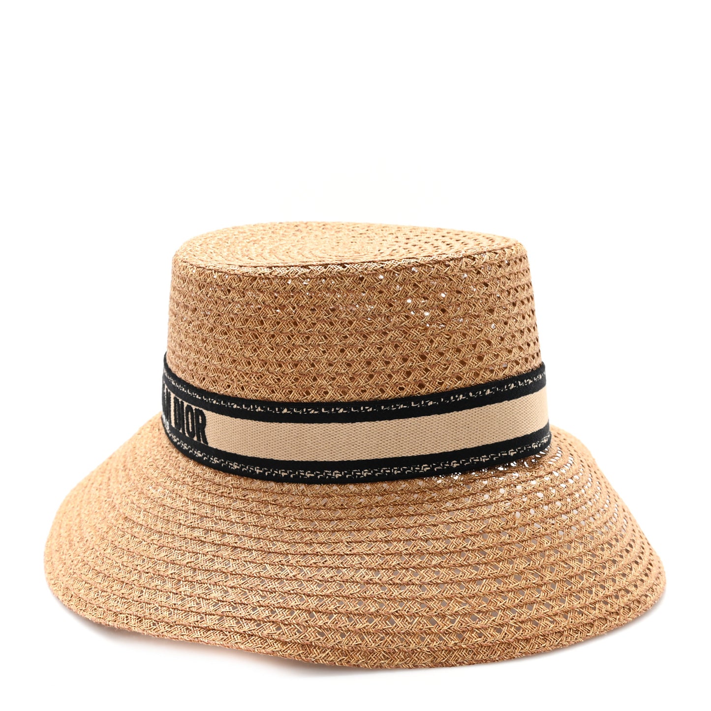 Straw Embroidered D-Bobby Large Brim Hat 57 Natural